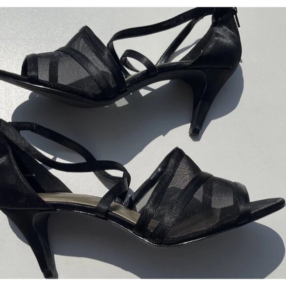 Amelia Grace Shoes Women’s Size 10 Palm Print Fabric Heels Slip On Open Toe Heel - Picture 9 of 16